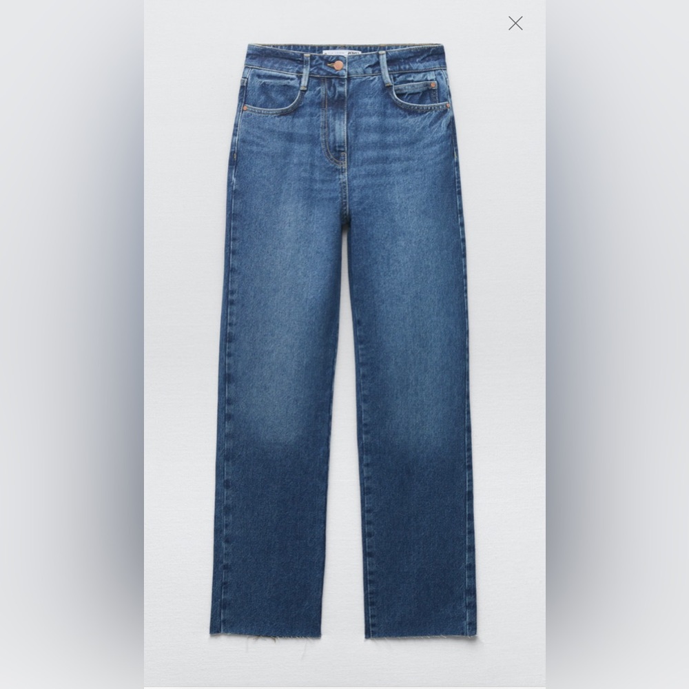 Zara high rise straight jeans